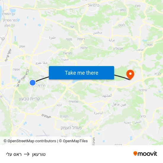 ראס עלי to טורעאן map