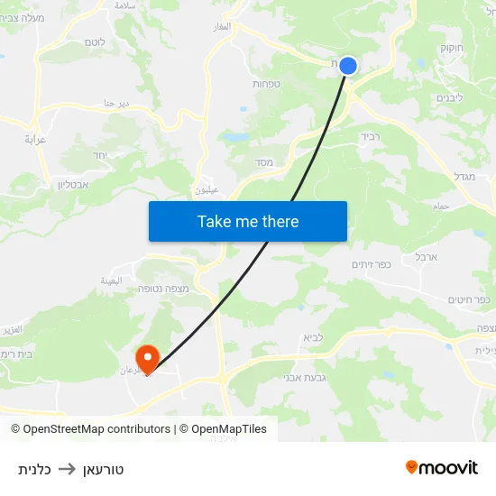 כלנית to טורעאן map