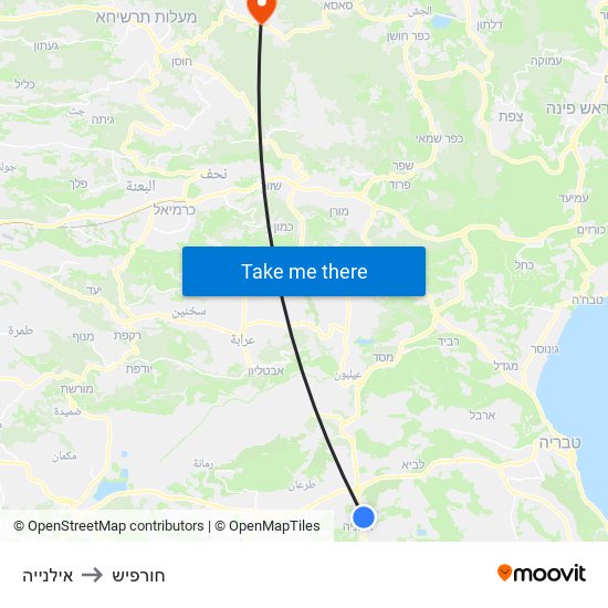 אילנייה to חורפיש map
