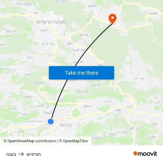 בענה to חורפיש map