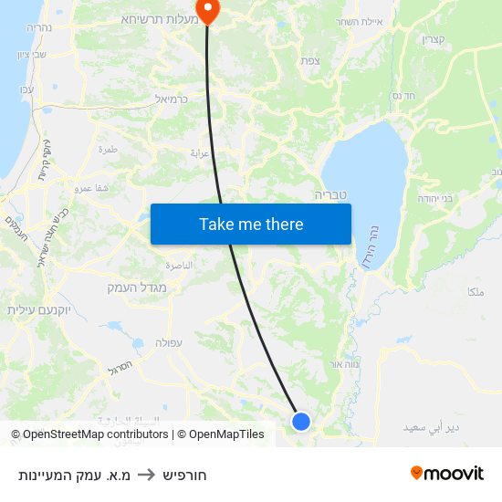 מ.א. עמק המעיינות to חורפיש map