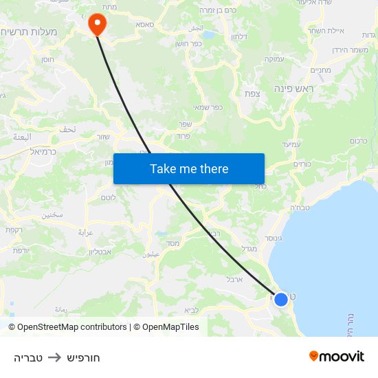 טבריה to חורפיש map