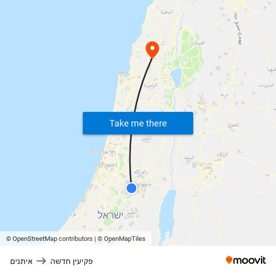 איתנים to פקיעין חדשה map