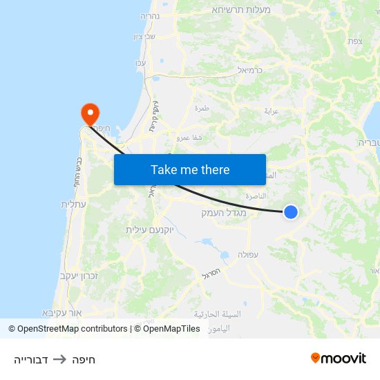 דבורייה to חיפה map