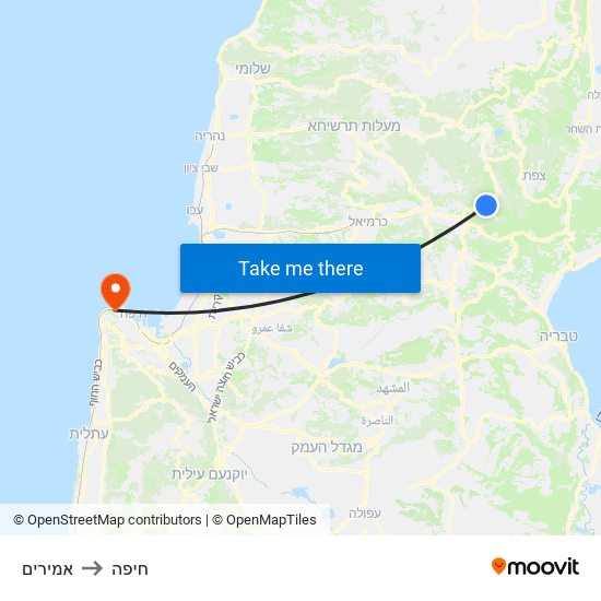 אמירים to חיפה map