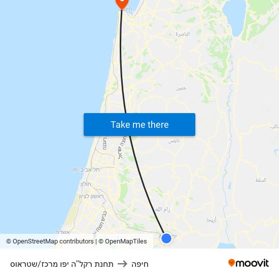 תחנת רקל''ה יפו מרכז/שטראוס to חיפה map