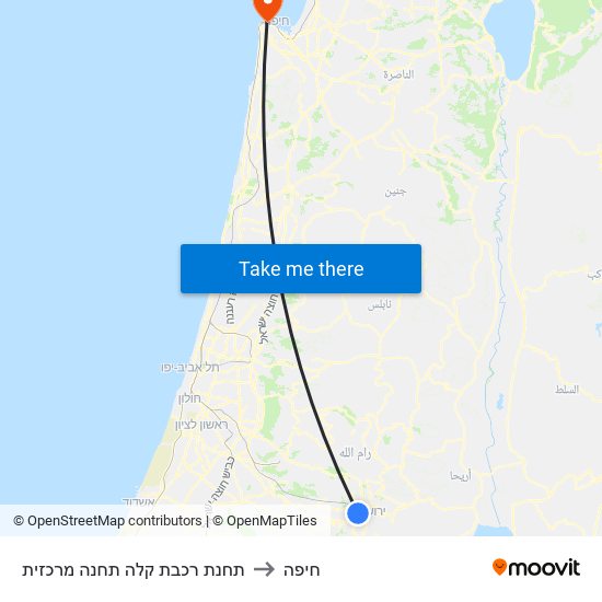 תחנת רכבת קלה תחנה מרכזית to חיפה map