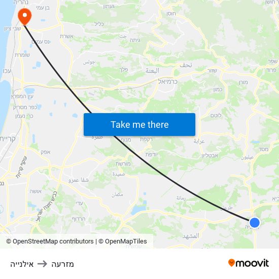 אילנייה to מזרעה map