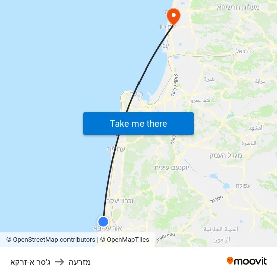 ג'סר א-זרקא to מזרעה map