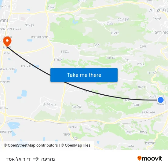 דייר אל-אסד to מזרעה map