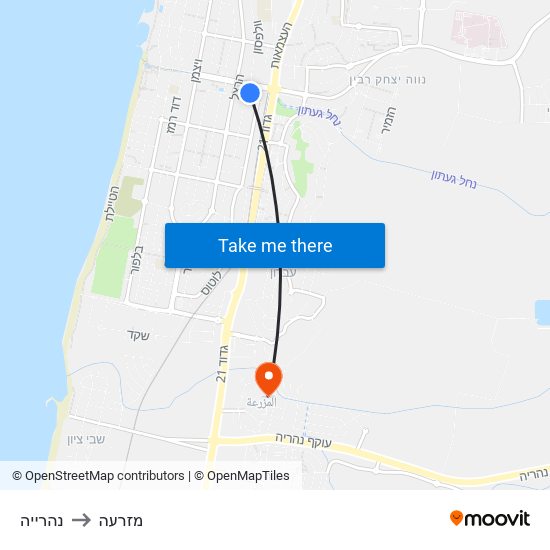 נהרייה to מזרעה map