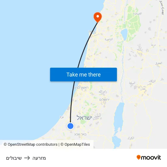 שיבולים to מזרעה map