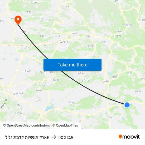 פארק תעשיות קדמת גליל to אבו סנאן map