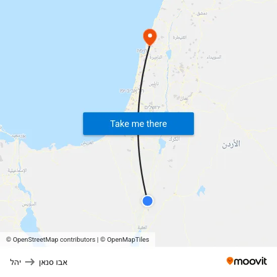 יהל to אבו סנאן map