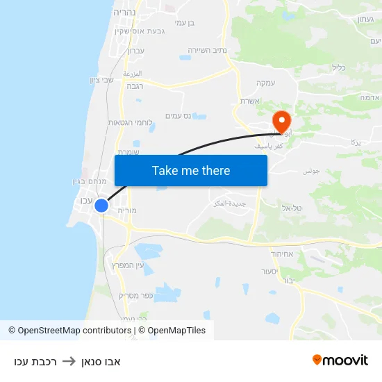 רכבת עכו to אבו סנאן map
