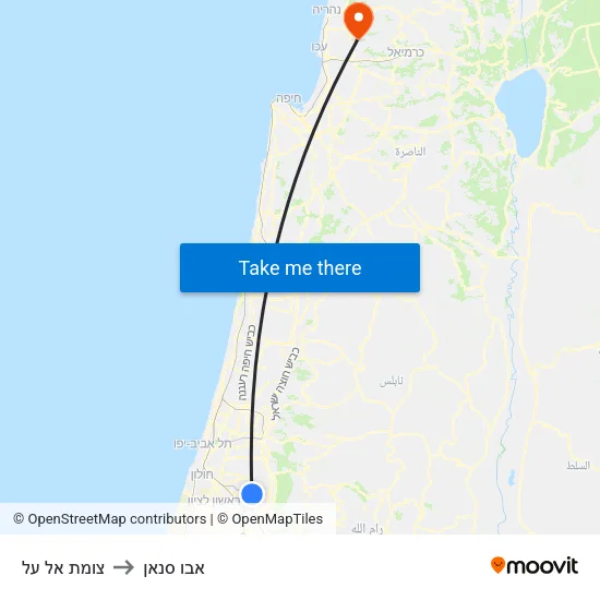צומת אל על to אבו סנאן map