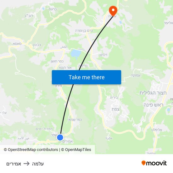 אמירים to עלמה map