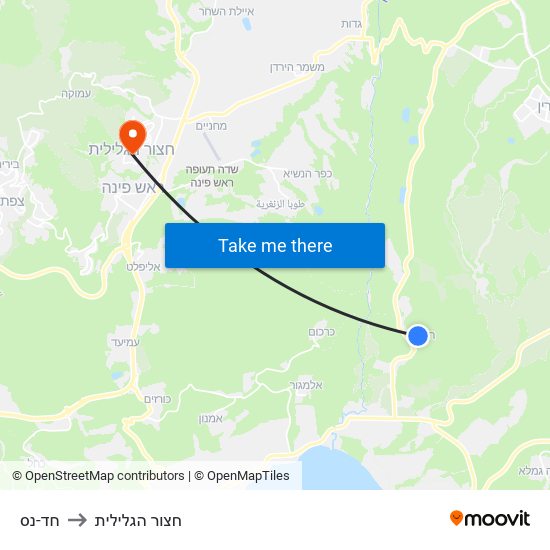 חד-נס to חצור הגלילית map