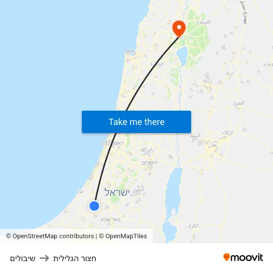 שיבולים to חצור הגלילית map