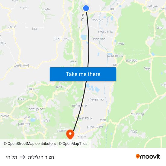 תל חי to חצור הגלילית map