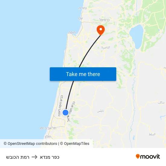 רמת הכובש to כפר מנדא map