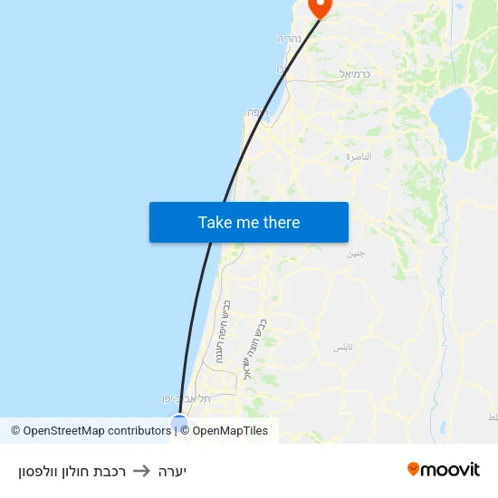 רכבת חולון וולפסון to יערה map