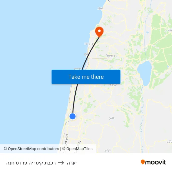 רכבת קיסריה פרדס חנה to יערה map