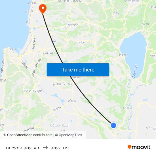 מ.א. עמק המעיינות to בית העמק map