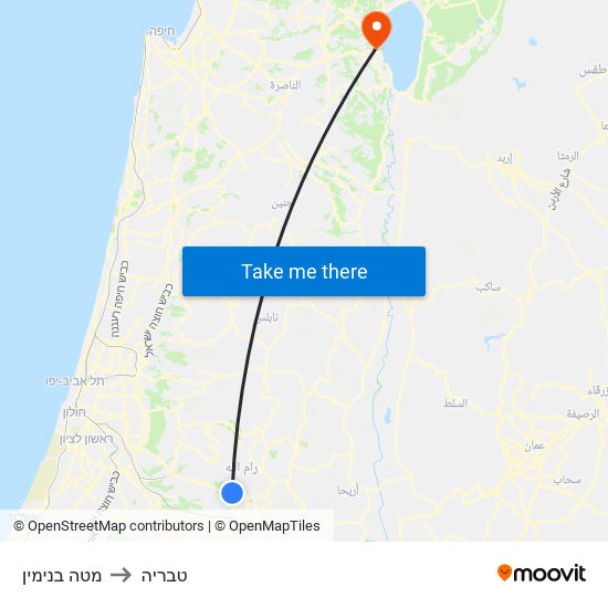 מטה בנימין to טבריה map
