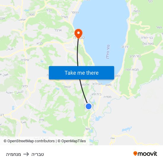 מנחמיה to טבריה map