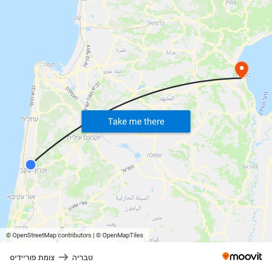 צומת פוריידיס to טבריה map