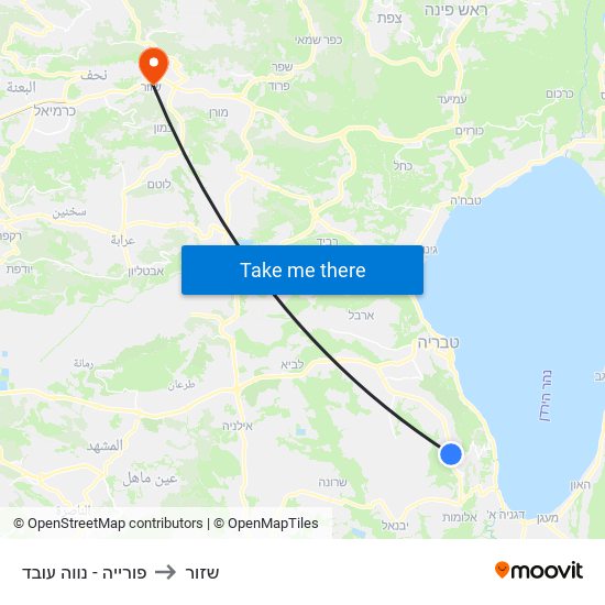 פורייה - נווה עובד to שזור map