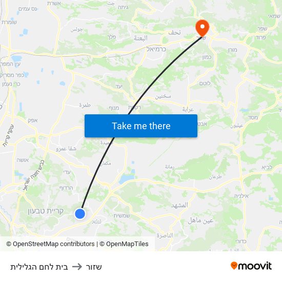 בית לחם הגלילית to שזור map