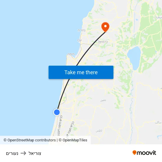 נעורים to צוריאל map