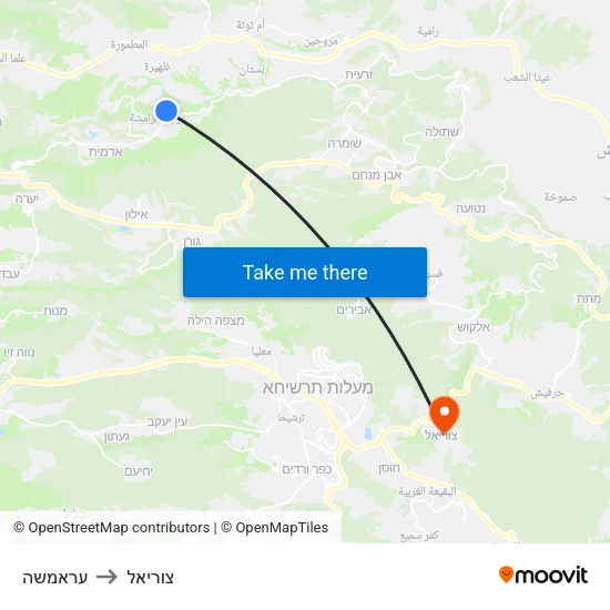 עראמשה to צוריאל map