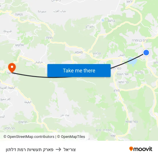 פארק תעשיות רמת דלתון to צוריאל map