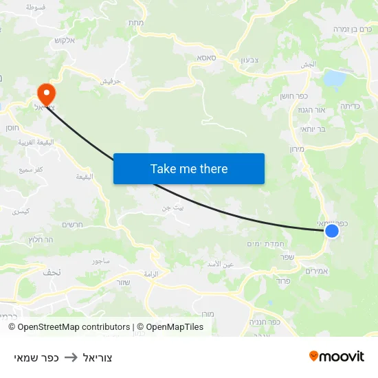 כפר שמאי to צוריאל map