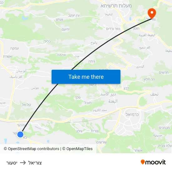 יסעור to צוריאל map