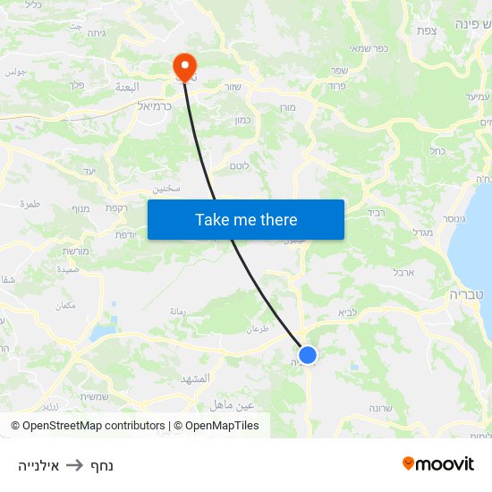 אילנייה to נחף map