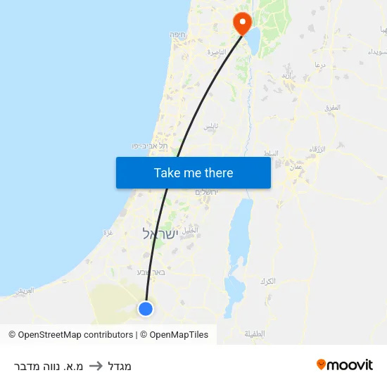 מ.א. נווה מדבר to מגדל map