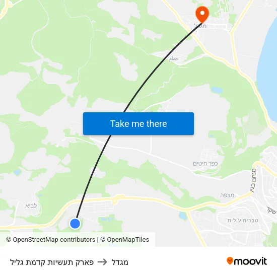 פארק תעשיות קדמת גליל to מגדל map