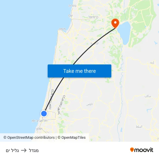 גליל ים to מגדל map