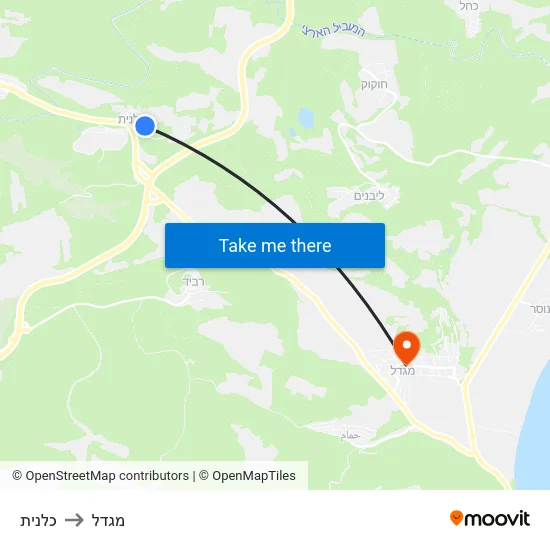 כלנית to מגדל map