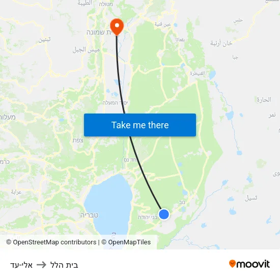 אלי-עד to בית הלל map