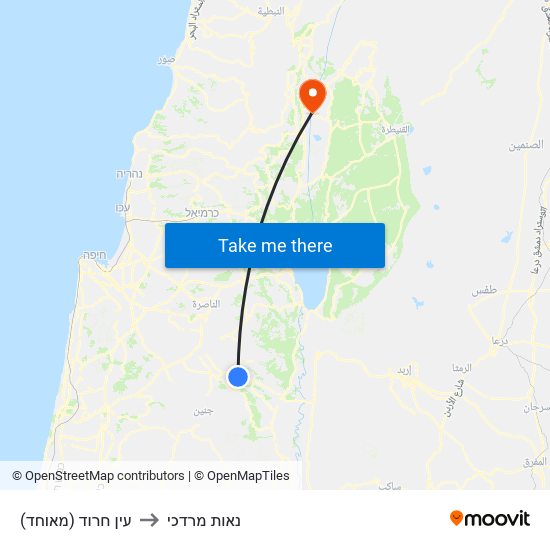 עין חרוד (מאוחד) to נאות מרדכי map