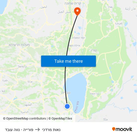 פורייה - נווה עובד to נאות מרדכי map