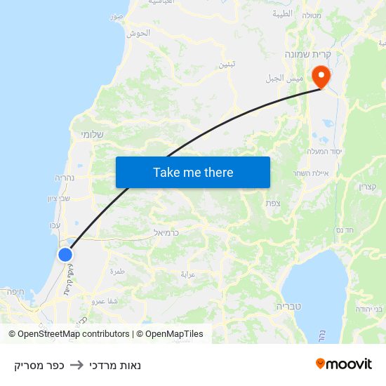 כפר מסריק to נאות מרדכי map