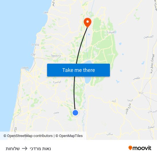 שלוחות to נאות מרדכי map