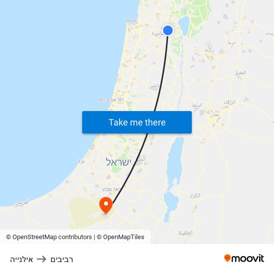 אילנייה to רביבים map