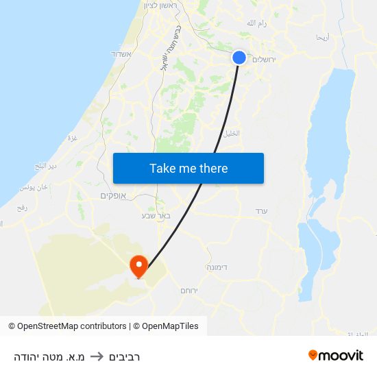 מ.א. מטה יהודה to רביבים map